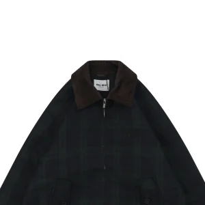 MM Dark Green Plaid Quilted Padded Jacket