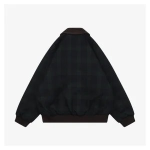 MM Dark Green Plaid Quilted Padded Jacket Back view