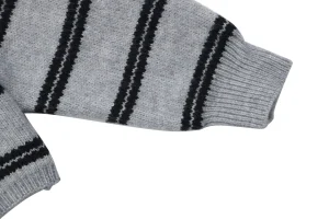 MM Grey and White Striped Knit Cardigan Cuff