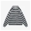 MM Grey and White Striped Knit Cardigan