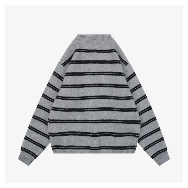 MM Grey and White Striped Knit Cardigan Back view