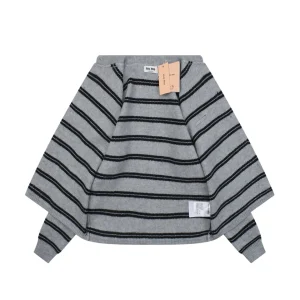 MM Grey and White Striped Knit Cardigan Lining