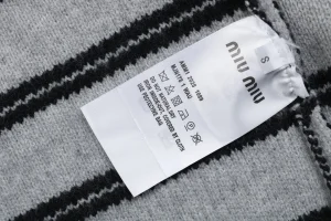 MM Grey and White Striped Knit Cardigan Wash label