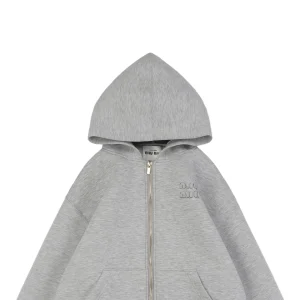 MM Letter Patch Air Cotton Hoodie Jacket