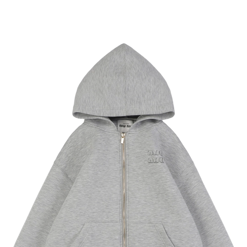 MM Letter Patch Air Cotton Hoodie Jacket