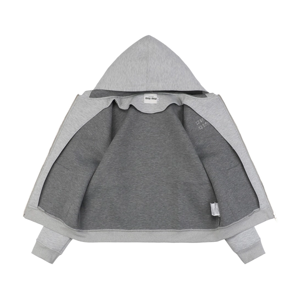 MM Letter Patch Air Cotton Hoodie Jacket Lining