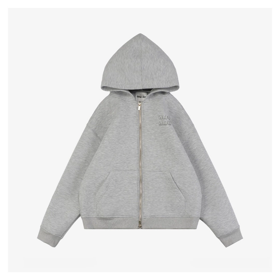 MM Letter Patch Air Cotton Hoodie Jacket Front view