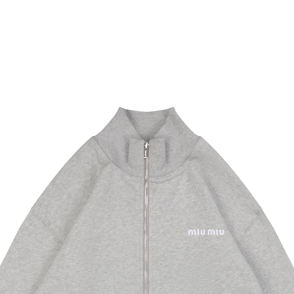 MM Logo-Embroidered Stand Collar Zip-Up Jacket