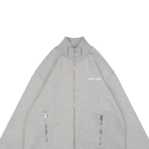 MM Logo-Embroidered Stand Collar Zip-Up Jacket