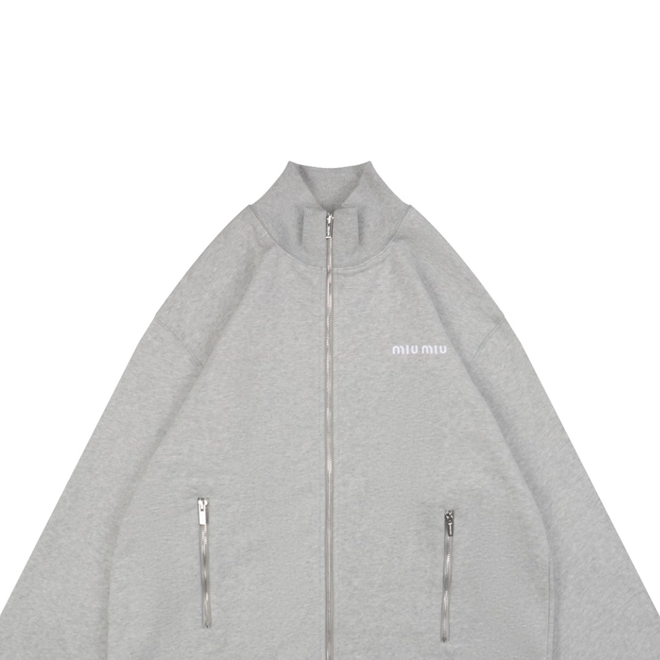 MM Logo-Embroidered Stand Collar Zip-Up Jacket