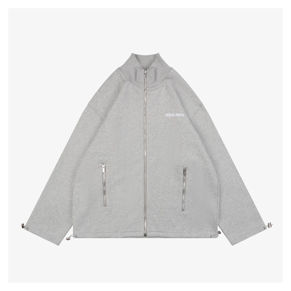 MM Logo-Embroidered Stand Collar Zip-Up Jacket