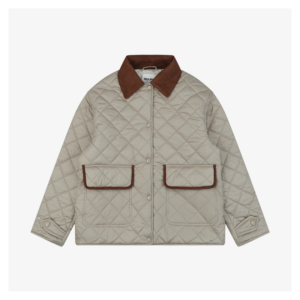 MM Quilted Diamond Pattern Cotton Jacket Front view