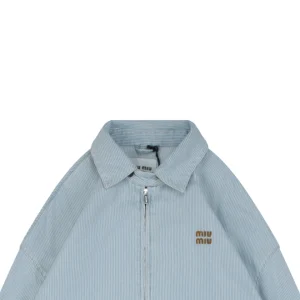 MM Striped Denim Logo Embroidered Jacket