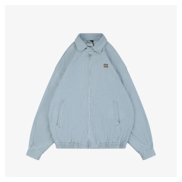 MM Striped Denim Logo Embroidered Jacket Front view