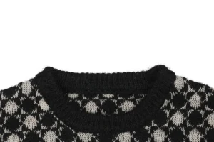 Maison Margiela Pixel Snowflake Check Crewneck Sweater Collar