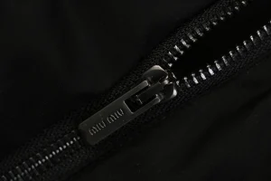 Miu Miu Leather-Collar Logo Down Jacket Zipper puller