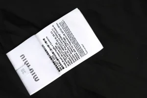 Miu Miu Leather-Collar Logo Down Jacket Wash label
