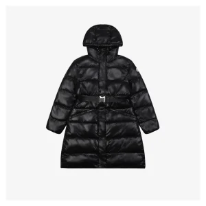 Moncler Bellevue Belted Hooded Down Coat #MT-2009 Black Front view