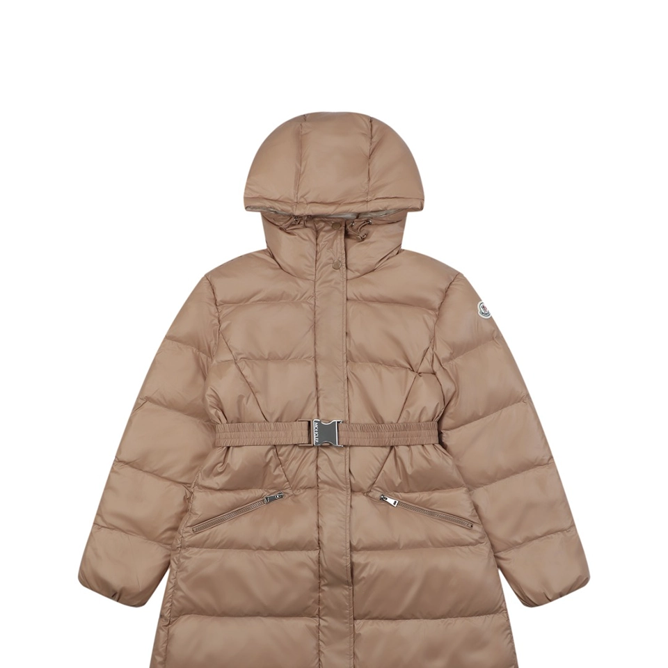 Moncler Bellevue Belted Hooded Down Coat #MT-2009 Brown