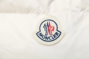 Moncler Bouvaque Tricolor Stripe Stand Collar Down Jacket White Brand label