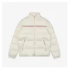 Mxxcler Bouvaque Tricolor Stripe Stand Collar Down Jacket (White/Black)