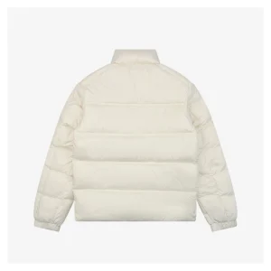 Moncler Bouvaque Tricolor Stripe Stand Collar Down Jacket White Back view