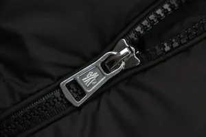 Moncler Bouvaque Tricolor Stripe Stand Collar Down Jacket Black Zipper puller