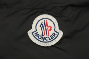 Moncler Bouvaque Tricolor Stripe Stand Collar Down Jacket Black Brand label