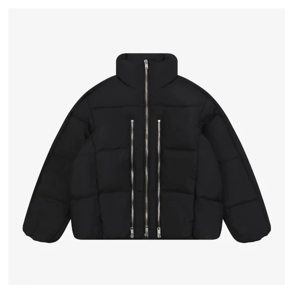 Mxxcler Jayel Triple-Zip Down Jacket Black Front view