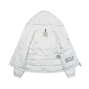 Moncler Ribbed Panel Arm Logo Hooded Down Jacket #MT-188 White Lining