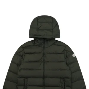 Moncler Ribbed Panel Arm Logo Hooded Down Jacket #MT-188 Green