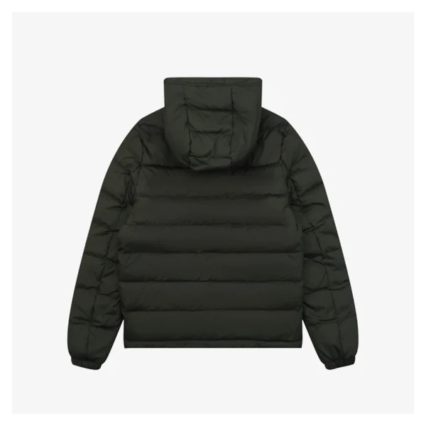 Moncler Ribbed Panel Arm Logo Hooded Down Jacket #MT-188 Green Back view