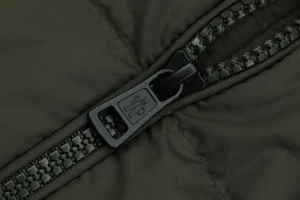 Moncler Ribbed Panel Arm Logo Hooded Down Jacket #MT-188 Green Zipper puller