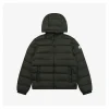 Mxxcler Ribbed Panel Arm Logo Hooded Down Jacket #MT-188 (Green/Black/White)