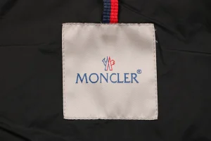 Moncler Ribbed Panel Arm Logo Hooded Down Jacket #MT-188 Black Brand label