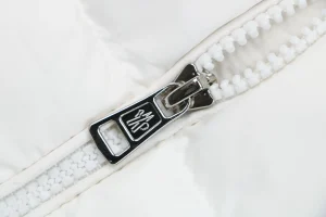 Moncler Ribbed Panel Arm Logo Hooded Down Jacket #MT-188 White Zipper puller