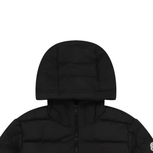 Moncler Ribbed Panel Arm Logo Hooded Down Jacket #MT-188 Black