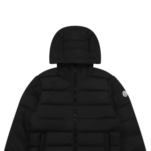Moncler Ribbed Panel Arm Logo Hooded Down Jacket #MT-188 Black