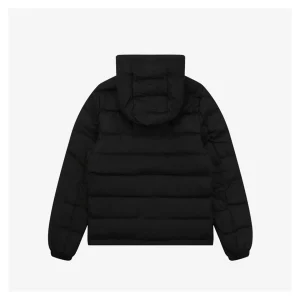 Moncler Ribbed Panel Arm Logo Hooded Down Jacket #MT-188 Black Back view