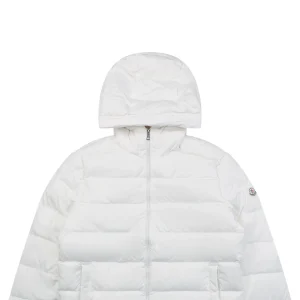 Moncler Ribbed Panel Arm Logo Hooded Down Jacket #MT-188 White