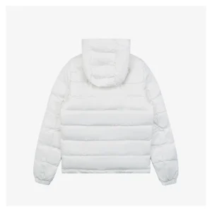 Moncler Ribbed Panel Arm Logo Hooded Down Jacket #MT-188 White Back view