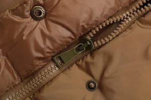 Mxxcler Agneux Cinched-Waist Hooded Down Jacket Brown Zipper puller