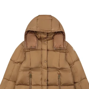 Mxxcler Agneux Cinched-Waist Hooded Down Jacket Brown