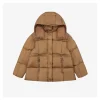Mxxcler Agneux Cinched-Waist Hooded Down Jacket (Brown/Black)