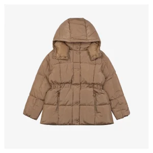 Mxxcler Agneux Square-Quilted Hooded Down Jacket #MS-776 Brown Front view