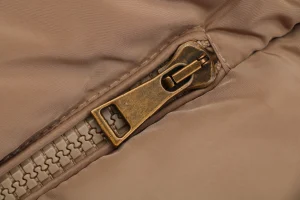 Mxxcler Agneux Square-Quilted Hooded Down Jacket #MS-776 Brown Zipper puller