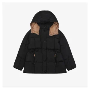 Mxxcler Agneux Square-Quilted Hooded Down Jacket #MS-776 Black Front view