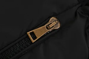 Mxxcler Agneux Square-Quilted Hooded Down Jacket #MS-776 Black Zipper puller