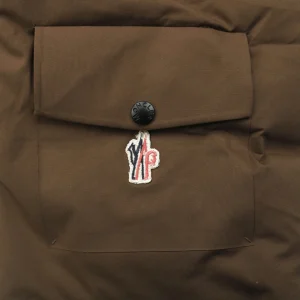 Mxxcler Arm Rooster Logo Hooded Down Jacket #2566 Brown Pocket