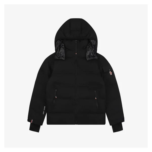 Mxxcler Arm Rooster Logo Hooded Down Jacket #2566 Black Front view